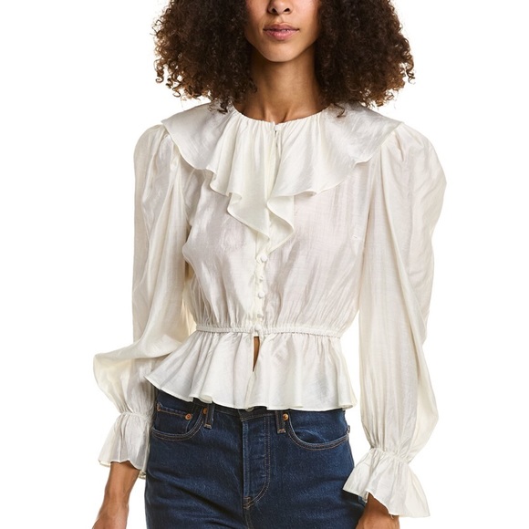Aiden Ruffled Blouse in Cream, Size Medium - Picture 17 of 17